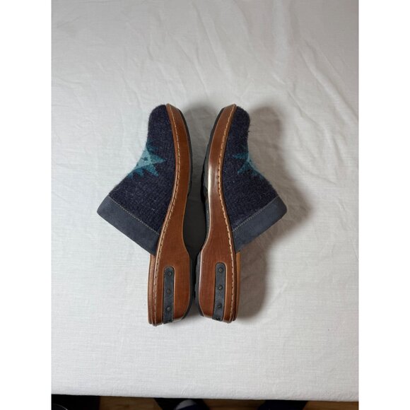 Børn Womens Wool Slip-On Mules With Geometric Pattern & Leather Sole - Picture 6 of 13